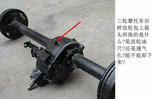三輪摩托車后橋齒輪包上箭頭所指的是什么 是齒輪油尺 還是通氣孔 能不能卸下來(lái) 如圖